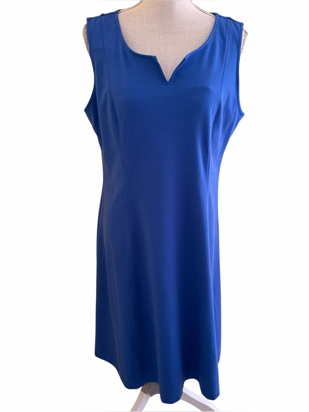 Talbots Periwinkle Blue Sleeveless Notch-Neck Aline Dress 14